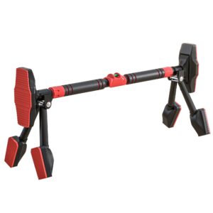 Pull-up bar, justerbar 81-107 cm, vaterpas, 6-punkts støtte, metal, sort/rød